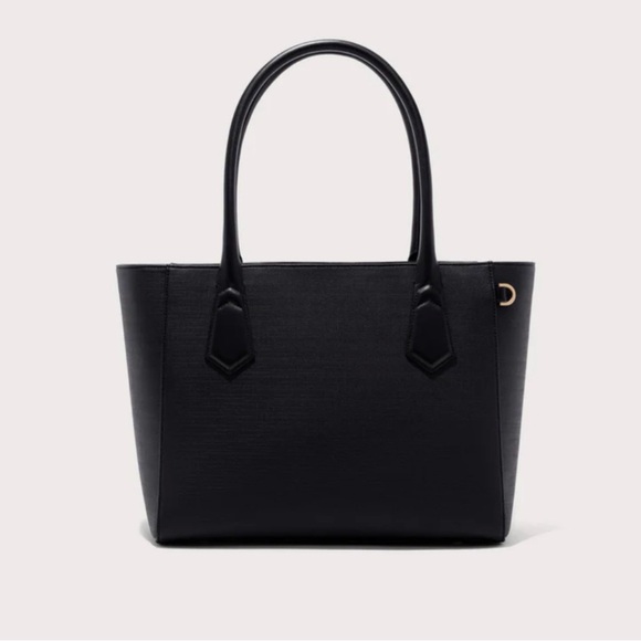 Dagne Dover Handbags - Dagne Dover Black Structured Work Tote Gold Hardware Laptop Bag